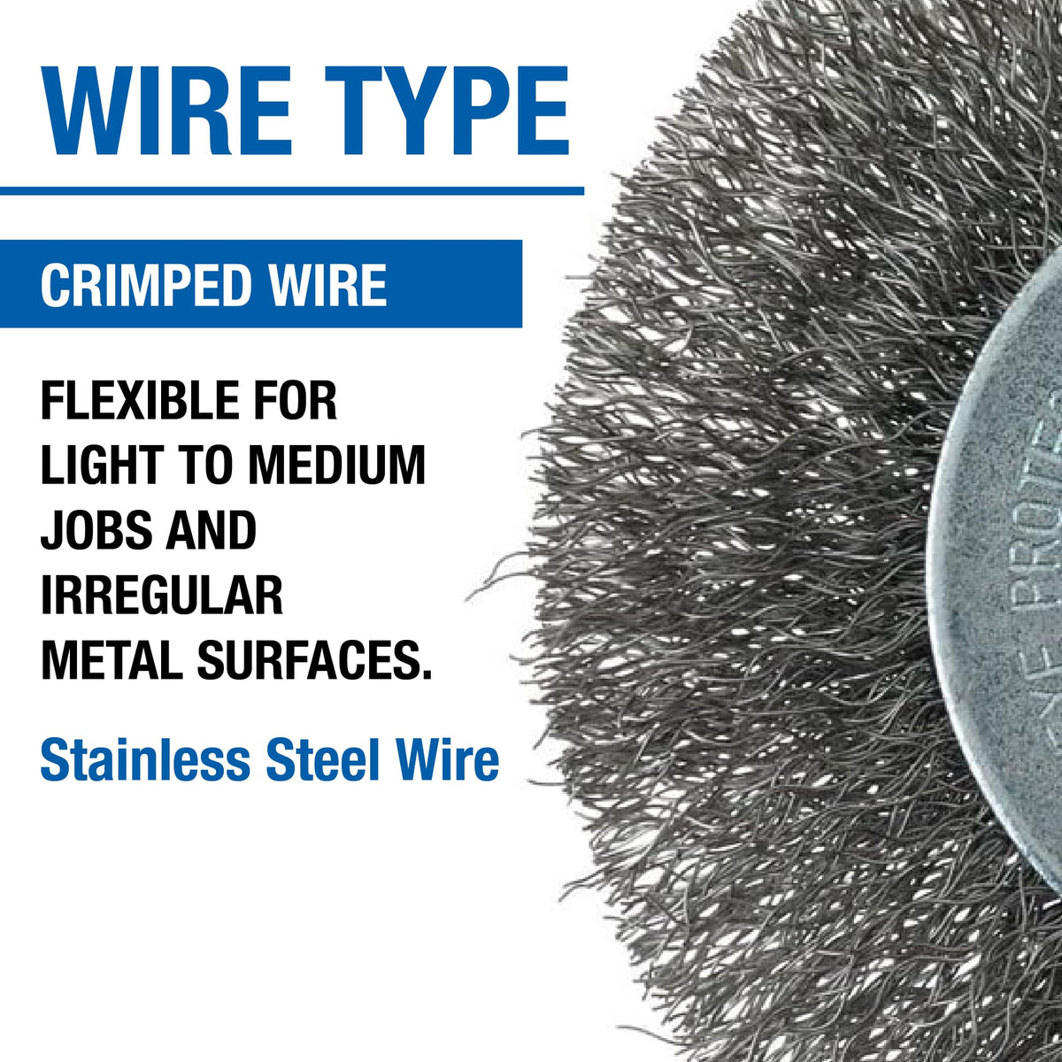 Mercer Industries 182050B - 3" x 1/4" Shank Crimped Wire Wheels, .008 Stainless Steel Wire (20 pack)