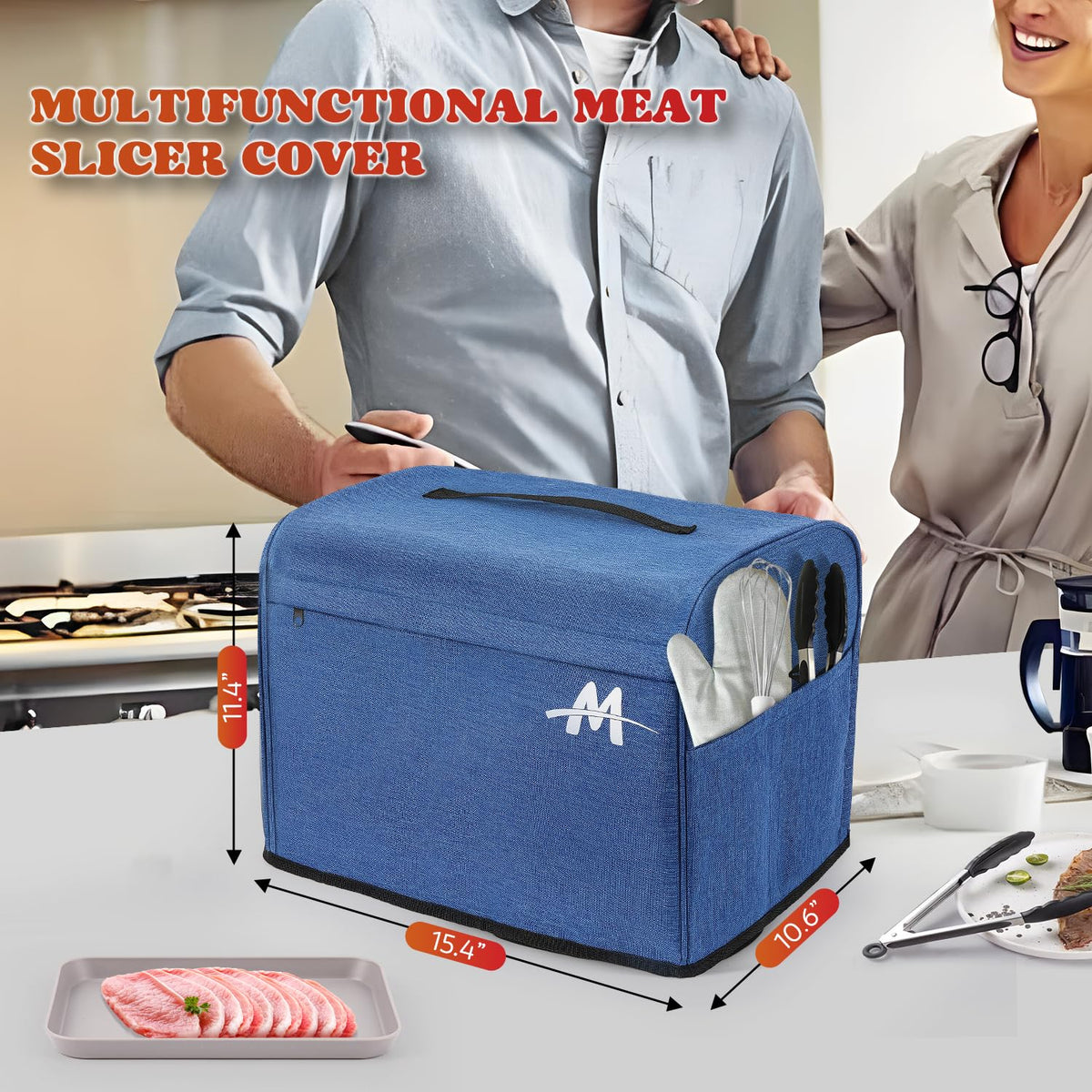 Moongiantgo Meat Slicer Electric with Removable 7.5’’ Blades Stainless Steel, 0-18mm Adjustable Thickness, Deli Food Slicer with Child Lock Protection for Meat, Fruit, Bread, Cheese, 110V