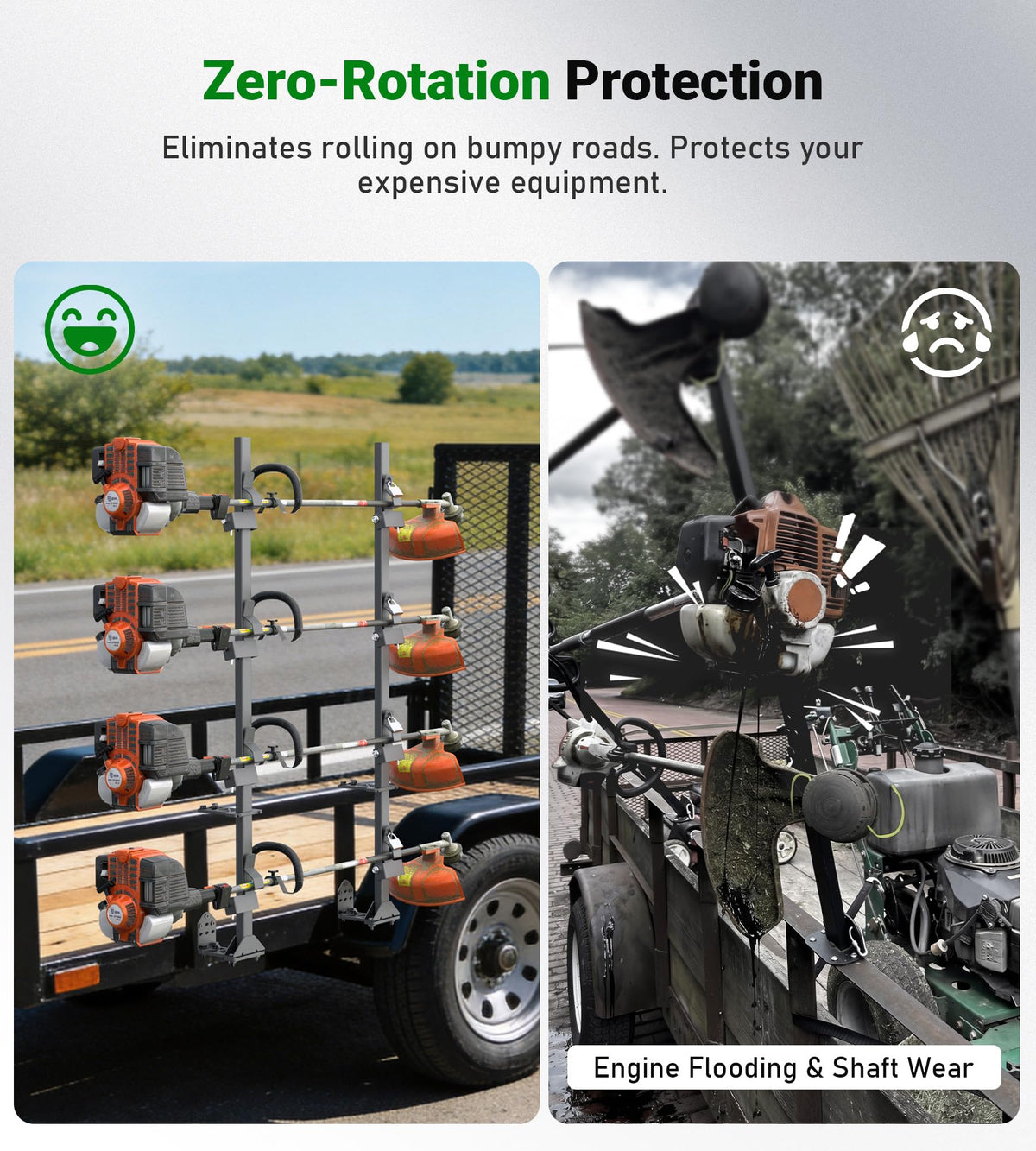 ELITEWILL Weedeater Rack for Open/Enclosed Trailers, Heavy-Duty 4 Place Commercial Trimmer Rack for Trailer Work Landscape Truck Holder Trailer Equipment Accessories Weed Eater Racks w/Lock