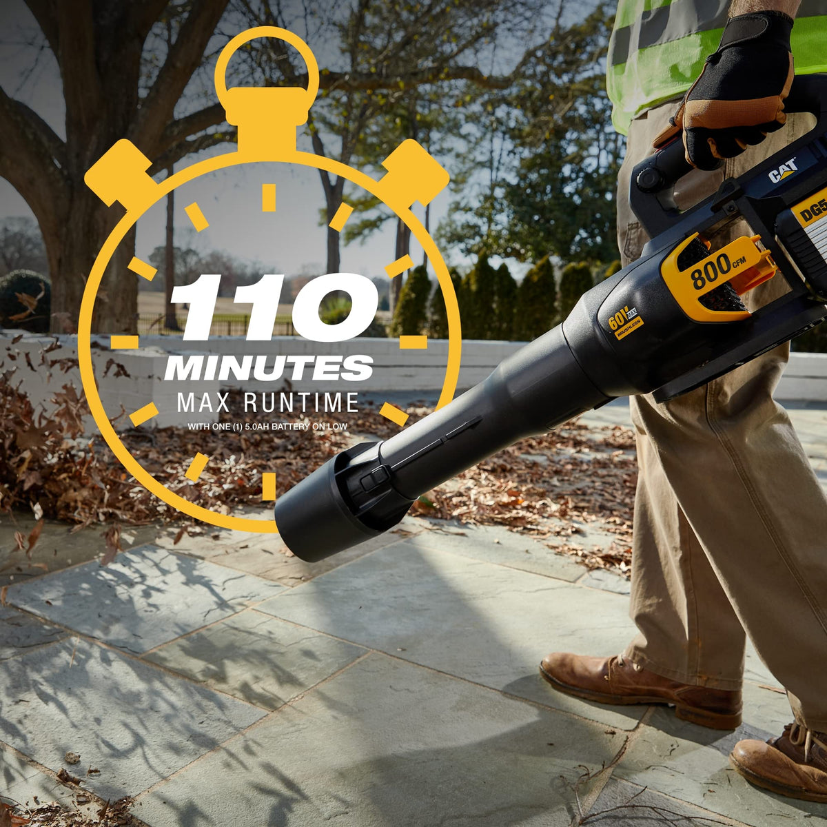 Cat DG651 60V 800 CFM 170 MPH High-Powered Leaf Blower Cordless, Adjustable Speed Blowers for Lawn Care, Lightweight Cordless Leaf Blower with Variable Air Control – Battery & Charger Included