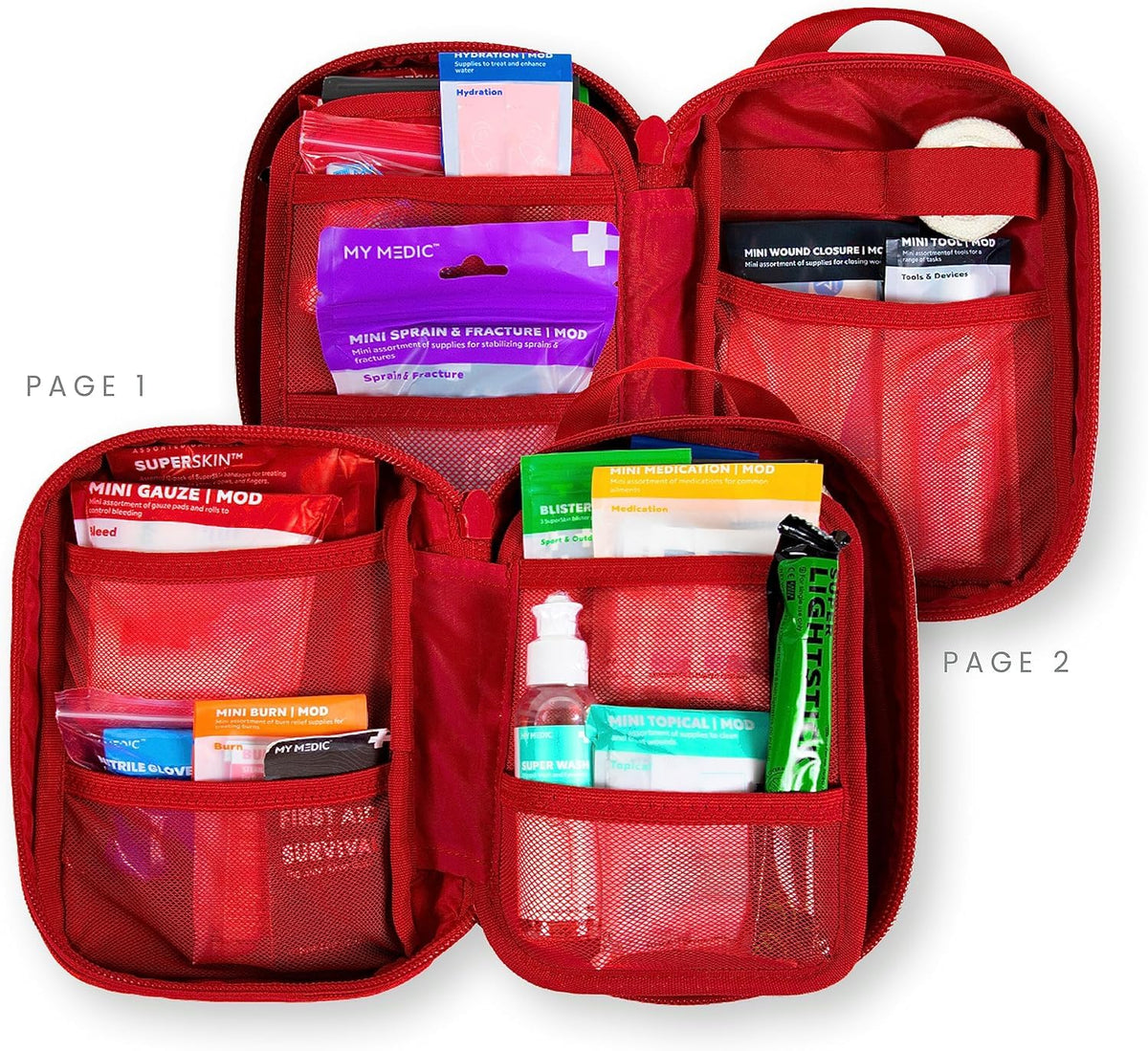 My Medic MyFak Mini First Aid Kit - Small and Lightweight for Camping Hiking and Backpacking - IFAK with 70 Items - HSA/FSA Great for Travel - Red