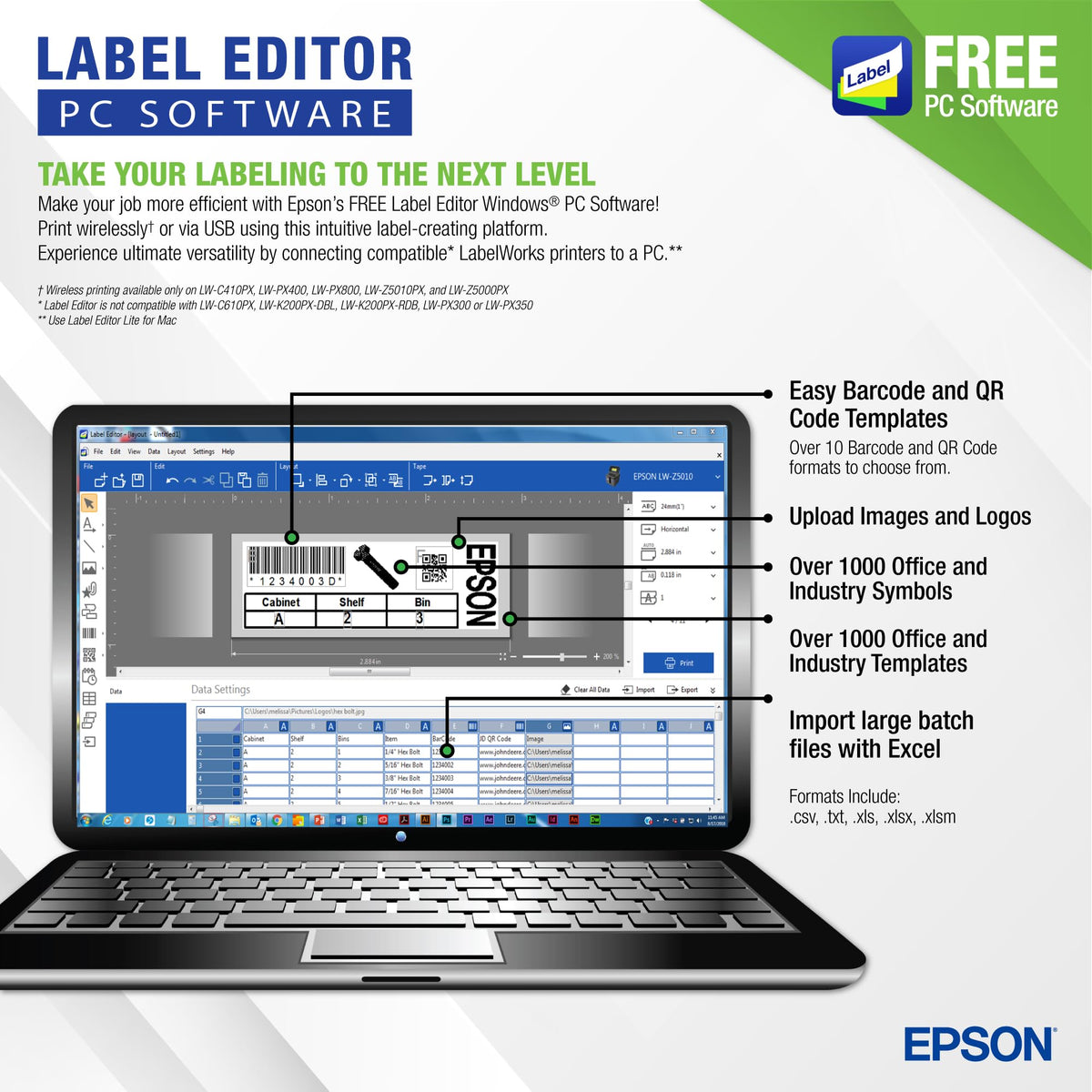 LABELWORKS Epson LW-PX700 Industrial Label Maker Kit - Compatible with Large Variety of Tape Types, Portable Handheld Label Printer