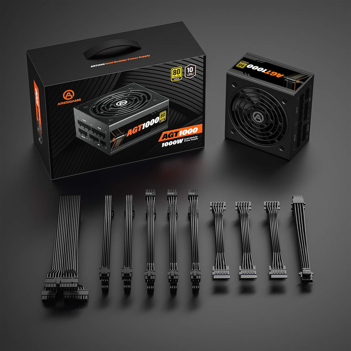 ARESGAME POWER 1000w Power Supply, Fully Modular, 80+ Gold PSU