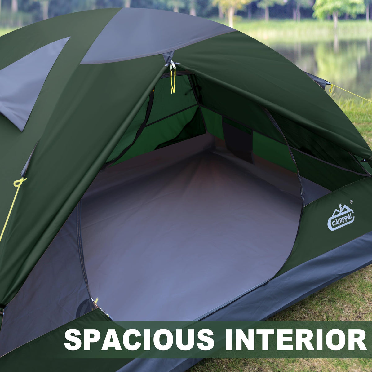 2 Person Backpacking Tent, Waterproof Windproof Two Person Tent, Lightweight Easy Setup 2 Man Tent for Camping, Hiking, Biking, Cycling, Motorbiking, Mountaineering - Green