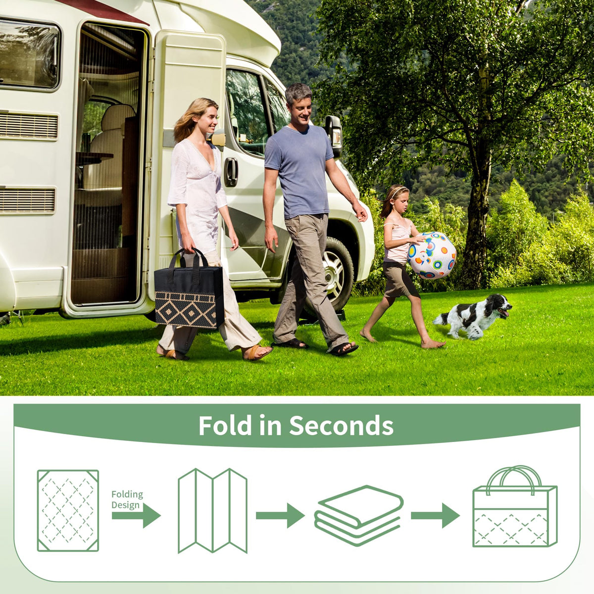 GENIMO Outdoor Rug Waterproof for Patio Decor, 10'x20' Foldable Reversible Plastic Straw Carpet, Outside Area Mat for Rv, Deck, Picnic, Porch, Camper, Balcony, Beach, Black & Brown