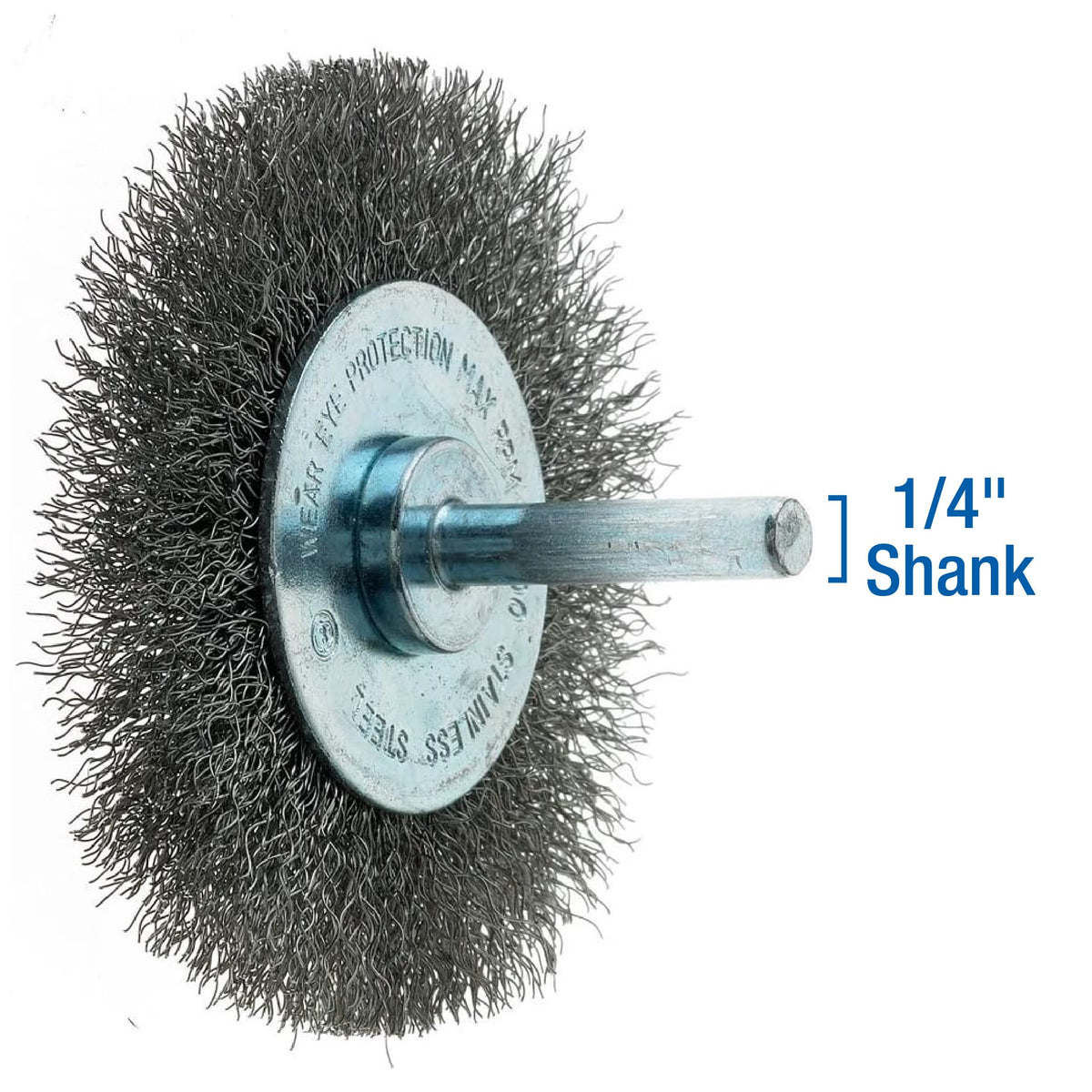 Mercer Industries 182050B - 3" x 1/4" Shank Crimped Wire Wheels, .008 Stainless Steel Wire (20 pack)
