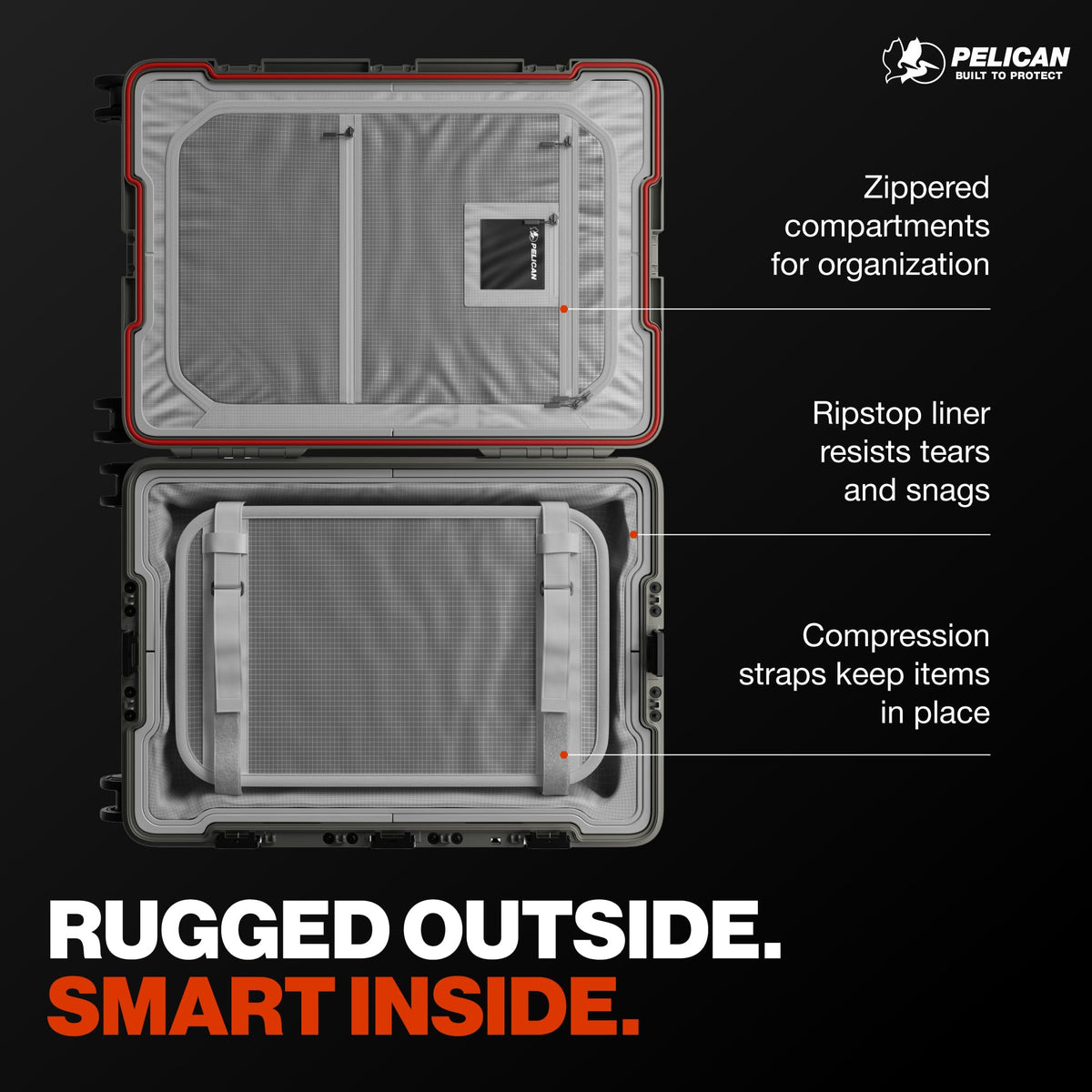 Pelican ATX Luggage Hard Case Luggage with Wheels - Waterproof Hardshell - Medium Size (25 Inch) Check-In Suitcase (Charcoal)