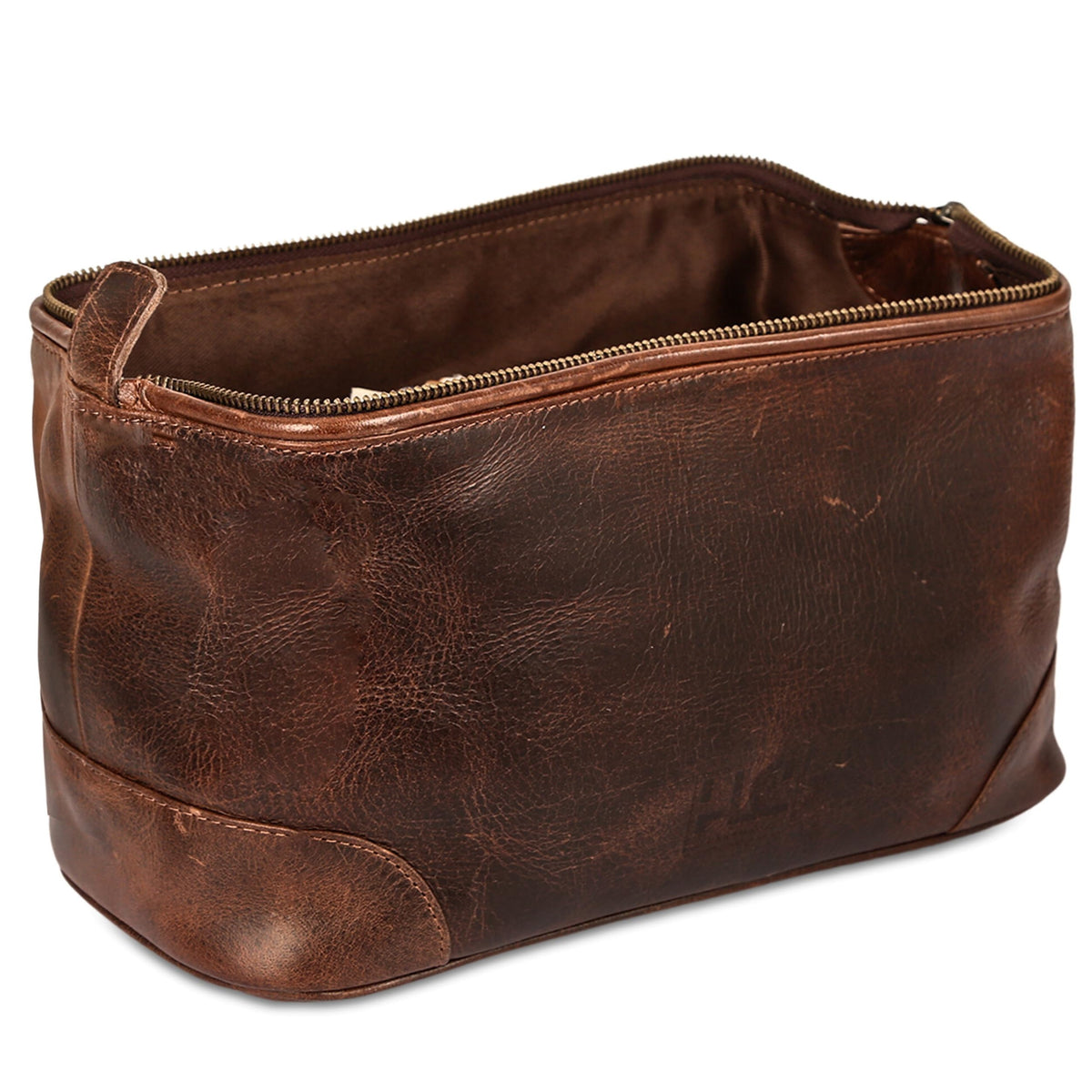 HLC Leather Toiletry Bag for Men Best Gift Premium Genuine Dopp Kit Shaving Kit Organizer Travel Kit Pouch Bag 10 inch Size (Brown)