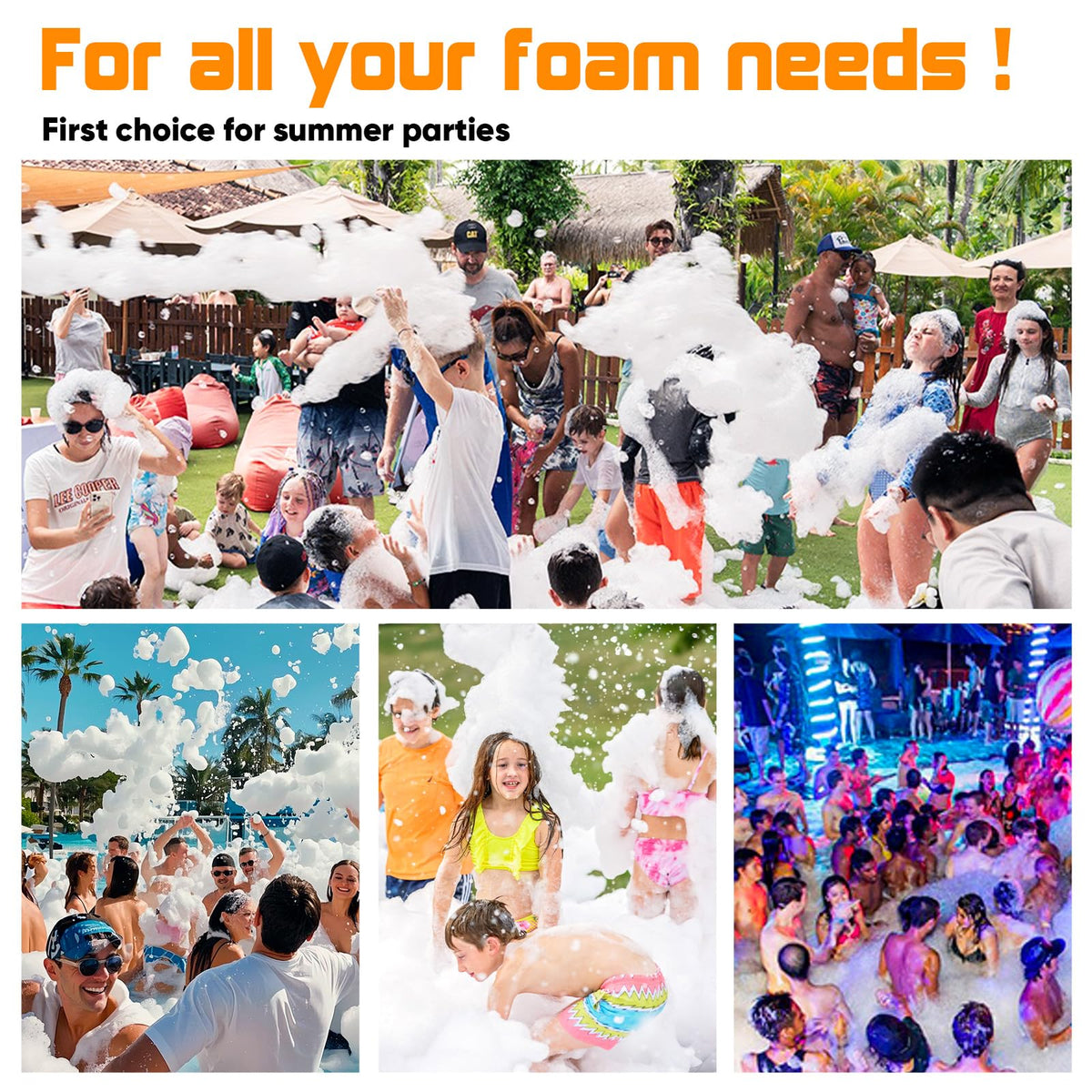 UPGREY Foam Machine for Party, 3–5 m Spray Foam Cannon, AC110V 60Hz Waterproof Foam Party Machine with Adjustable Tripod Stand, Control Box and Pump for Backyard, Pool, Birthday Events