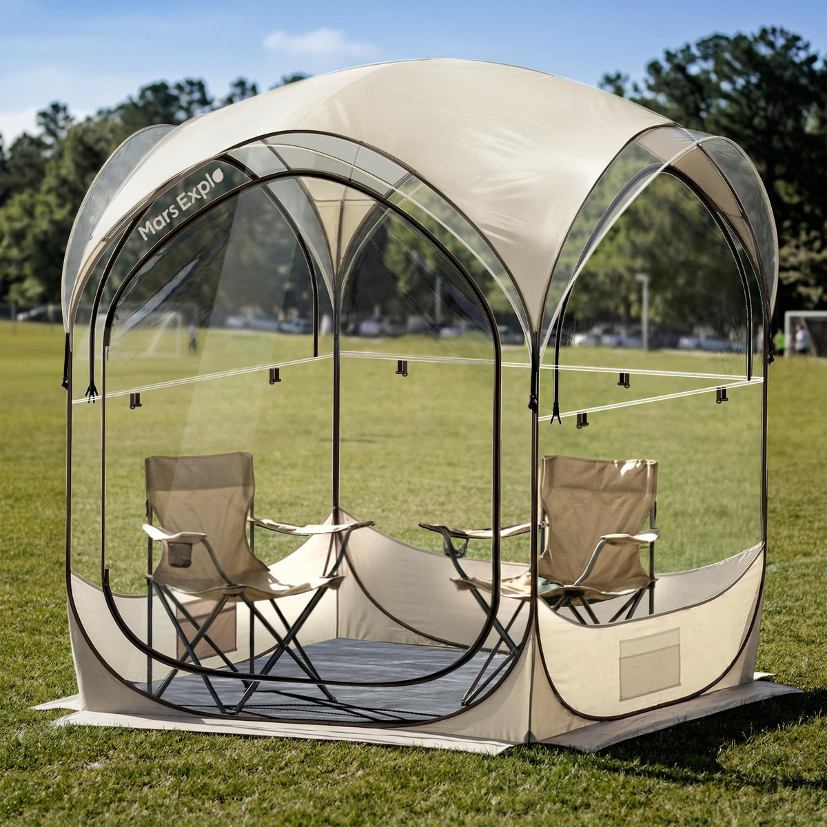 Pop Up Sports Pod Tent 6×6 FT, Clear Bubble Weather Pod Camping Tent for 2-4 Person, Instant Outdoor Shelter with Floor Mat & Cover, Portable Tent for Backyard Patio Sports Events
