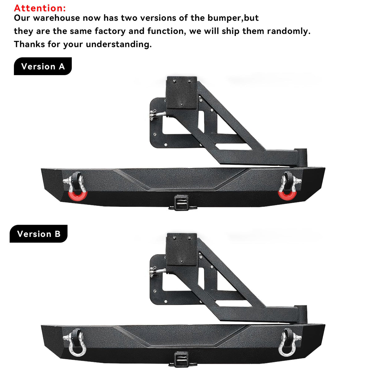 YITAMOTOR Rear Bumper with Tire Carrier Compatible with 2007-2018 Jeep Wrangler JK & Unlimited JKU, Off Road Rock Crawler Full Width Black Bumper w/2" Hitch Receiver & D-Rings