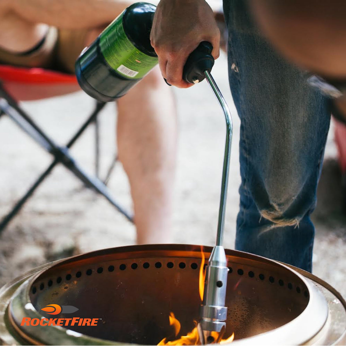 ROCKETFIRE Fire Starter Torch | Perfect Propane Torch Head, Grill Gun, Charcoal Torch | Compatible with Bernzomatic Propane & MAP/PRO Fuels | Stainless Steel Tri-Flame Tip | Fuel NOT Included | Black