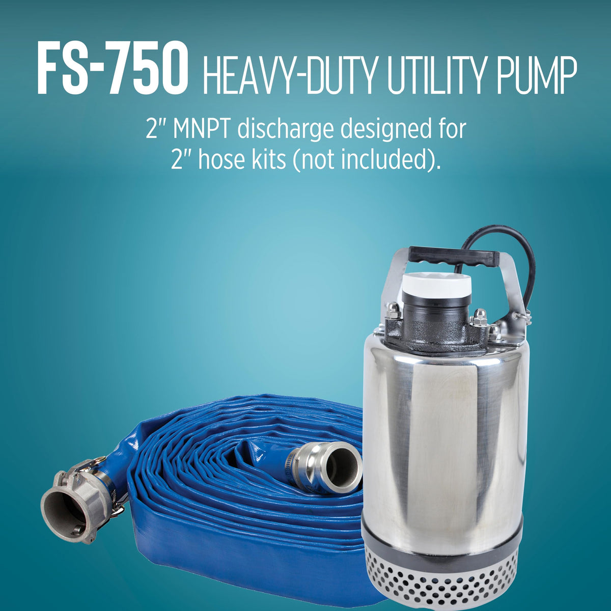 Little Giant FS-750 115-Volt, 4800 GPH, 1 HP Heavy-Duty Manual Stainless Steel Submersible Utility Pump with 20-Ft. Cord, Steel, 620241
