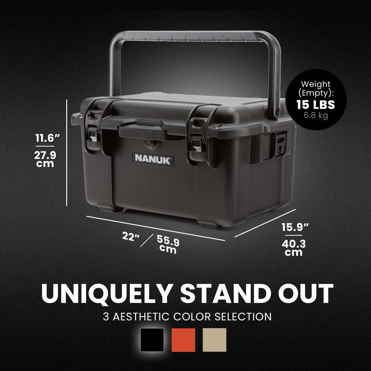 NANUK Trail 35 – 38.8 L (10.2-Gallon) Waterproof Gear Case – Modular Cargo Case for Camping, Fishing, Hunting & Outdoor Storage - Dustproof and Impact Resistant (22.0” x 15.9” x 11.6”) – Black