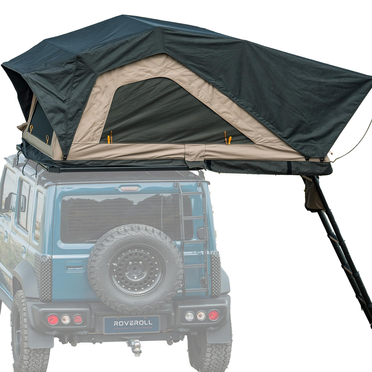 Inflate Rooftop Tent, Soft Shell Roof Top Tent for 2-3 Person, with Aluminum Telescopic Ladder, LED Strip Light, Skyview Window, Memory Mattress, for Car, Truck, Jeep, SUV, Van
