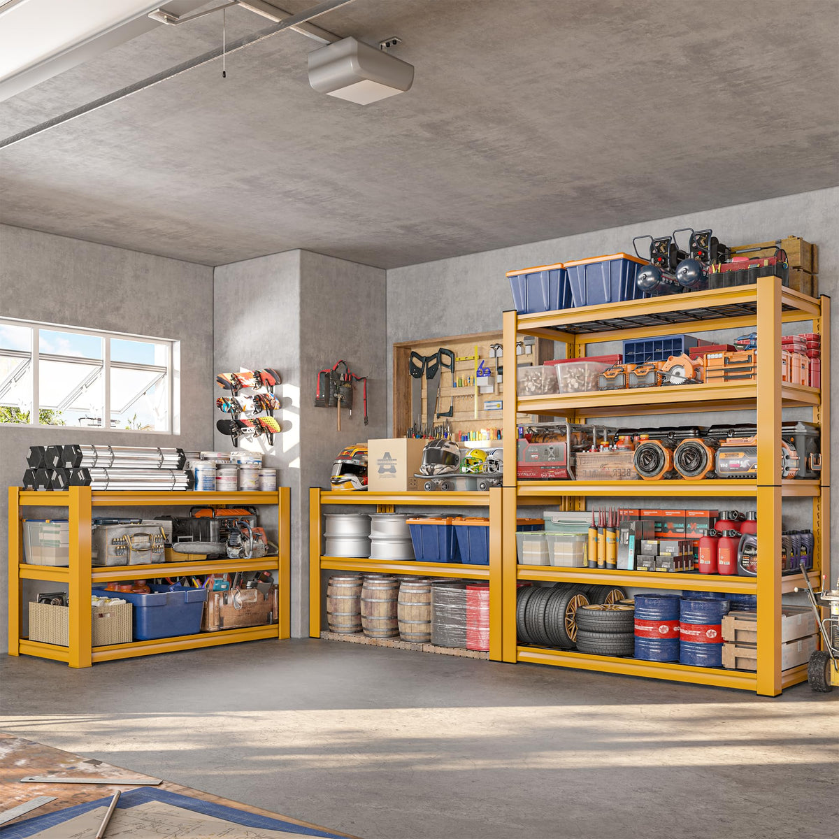 REIBII 72''H Garage Shelving 3010 LBS Storage Shelves Adjustable Metal Shelving 5 Tier Metal Shelves for Storage Industrial Shelf for Kitchen Pantry Warehouse Basement 72" HX35.5 WX16 D, 3 Pack