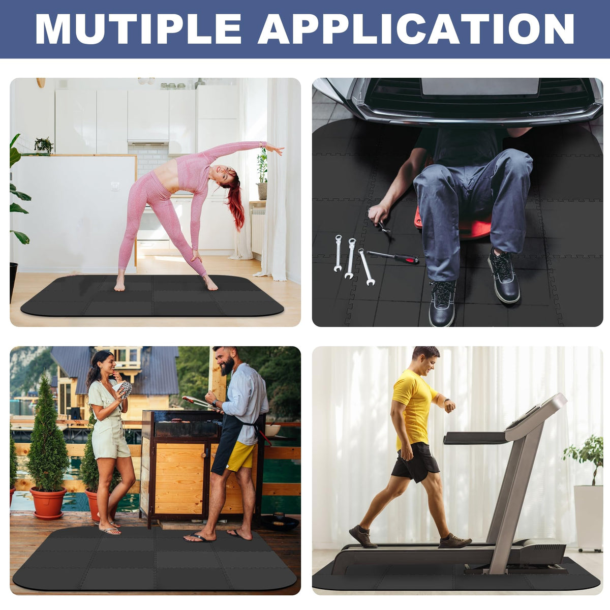GOOFCXO 85 Inch Hot Tub Mat & Pad for Inflatable Tubs, 1/2" Extra Thick Hot Tub Pad Foundation Non-Slip EVA Foam Padding for Outdoor Hot Tubs Pool Spa Pad Game Camping Mat, Easy Clean