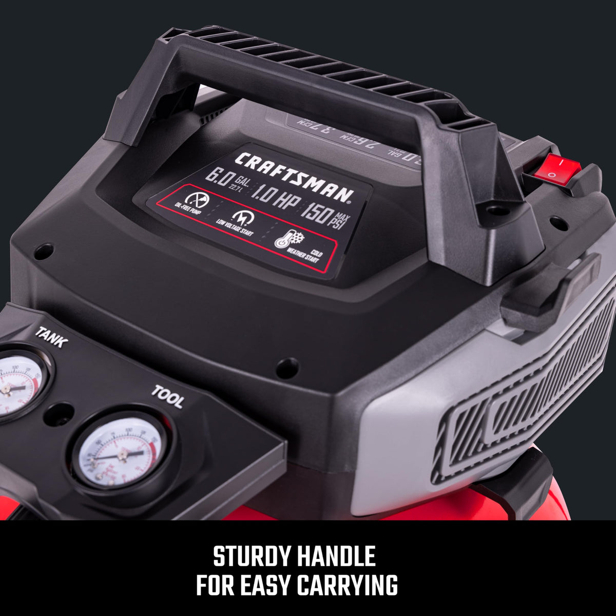 Craftsman Air Compressors 6 Gallon Portable Pancake Air Compressor,Oil Free Max 150 Psi 1.0HP 2.6 CFM@90PSI Electric Air Compressor Shop Air Compressor, CMXECXA02106410