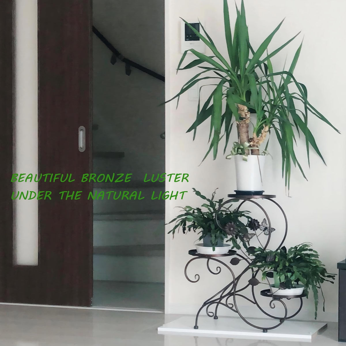HLC 3 Tier Tall Plant Stand Outdoor Flower Stand Flower Pot Holder Display for Patio Garden Corner Balcony Living Room