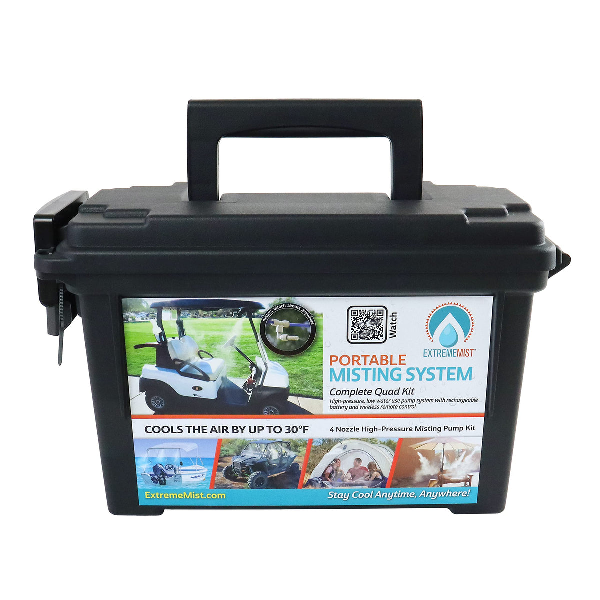 Professional Grade Portable Misting System - 4 Mist Nozzles | Pump | Easy to Setup | 16 ft. Mist Line for Outdoor Patios, Golf Carts, Greenhouses, Canopy and Decks - Cools The air up to 30°F (17°C)!