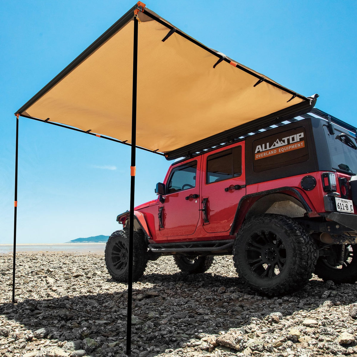 ALL-TOP Vehicle Awning 6.6'x8.2' Roof Rack Pull-Out Sun Shade UV50+, Weatherproof 4x4 Side Awning for Camping & Overland (Hardware Included)