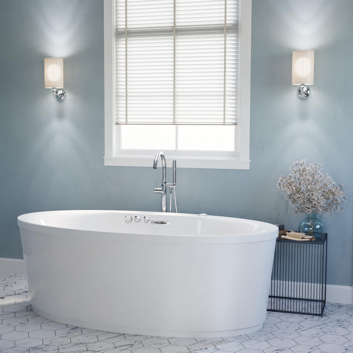 ANZZI Heidi 5.7 ft. Whirlpool and Air Bath Tub in White | FT-AZ101