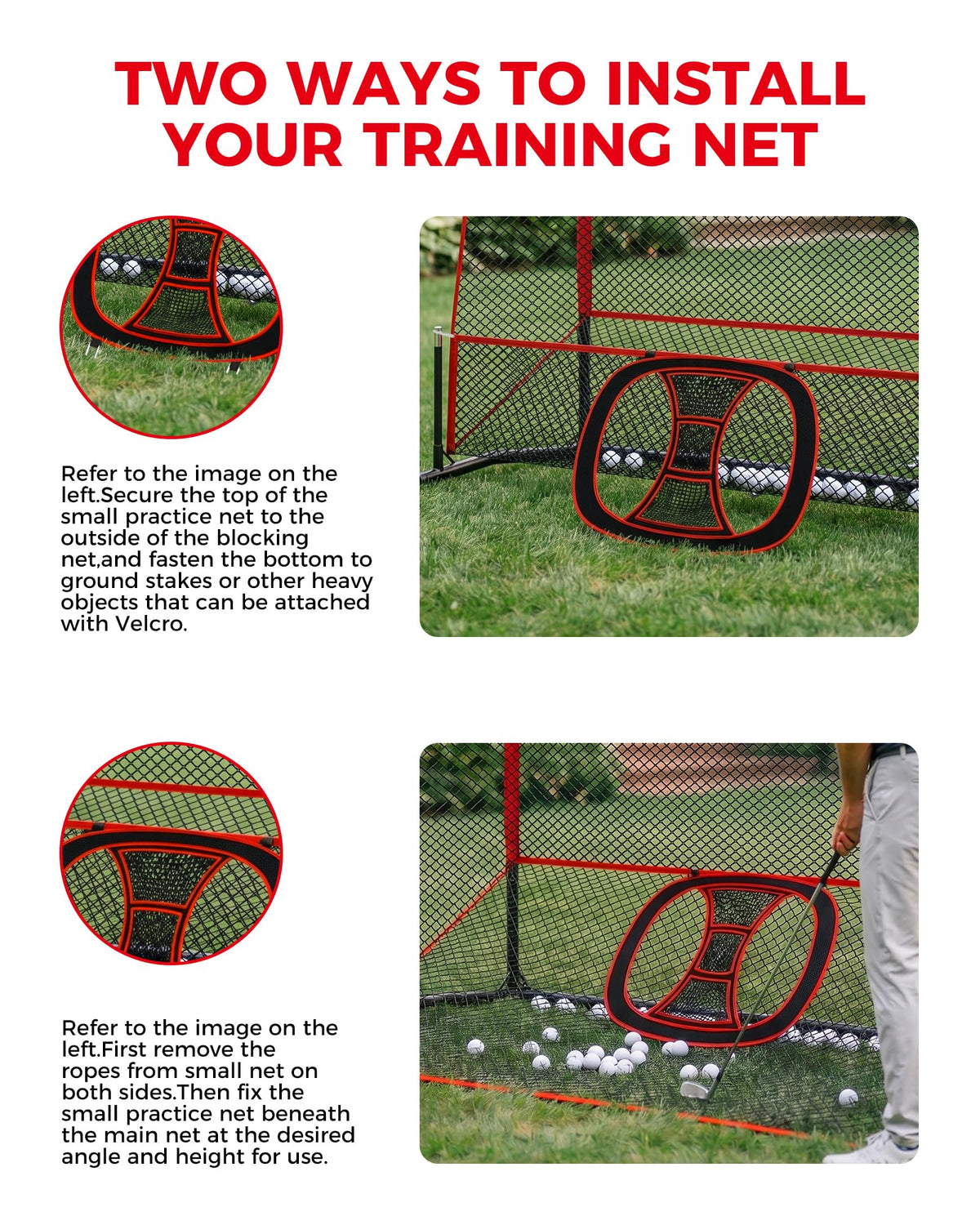 Golf Practice Net Set 10x7.5FT, Heavy Duty Golf Hitting Net for Backyard & Indoor Training, Golf Swing Practice Net with Ball Return System, Extended Top Barrier, Target Cloth & Carry Bag.