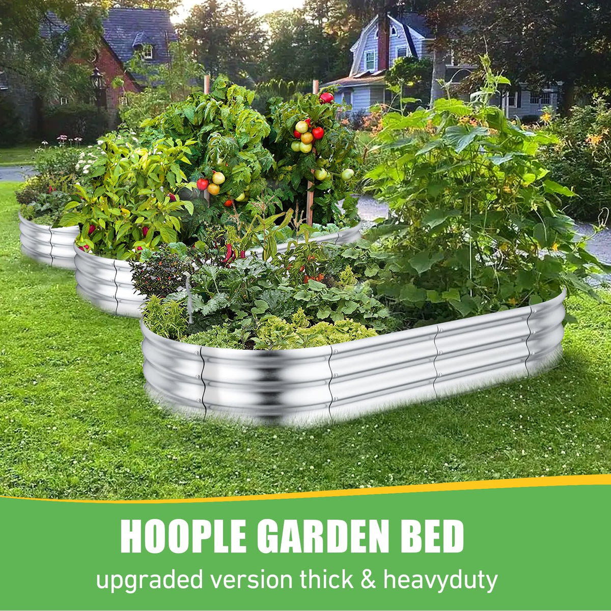 HOOPLE 2 Pack Raised Garden Bed 6x3x1FT, Galvanized Metal Raised Garden Bed Outdoor, Oval Design with Open Base for Better Drainage, Easy Gardening for Vegetables, Flowers & Herbs