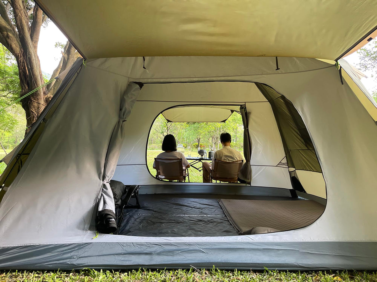 Three Bears Outdoor 6 Person Camping Tent - Waterproof Windproof Double Layer Design - Family and Car Camping - with Carry Bag and Storage Pouch - 76 Inches High (Dark Green)
