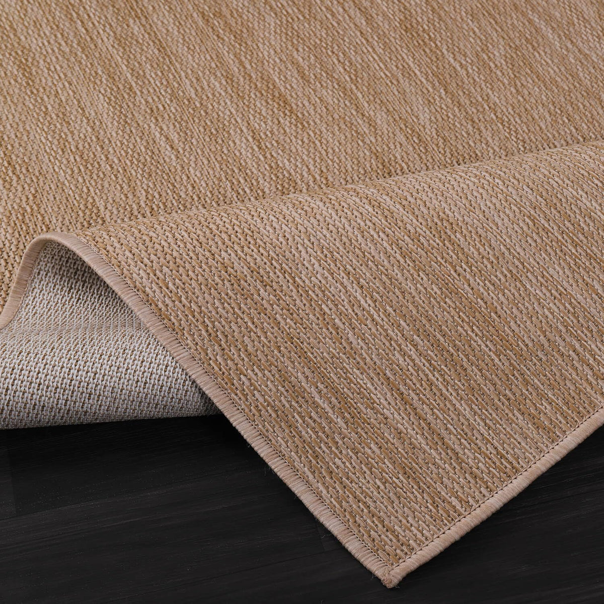 Beverly Rug Indoor Outdoor Rug 10x14, Washable Outside Carpet for Patio, Deck, Porch, Solid Modern Area Rug, Water Resistant, Jute Beige