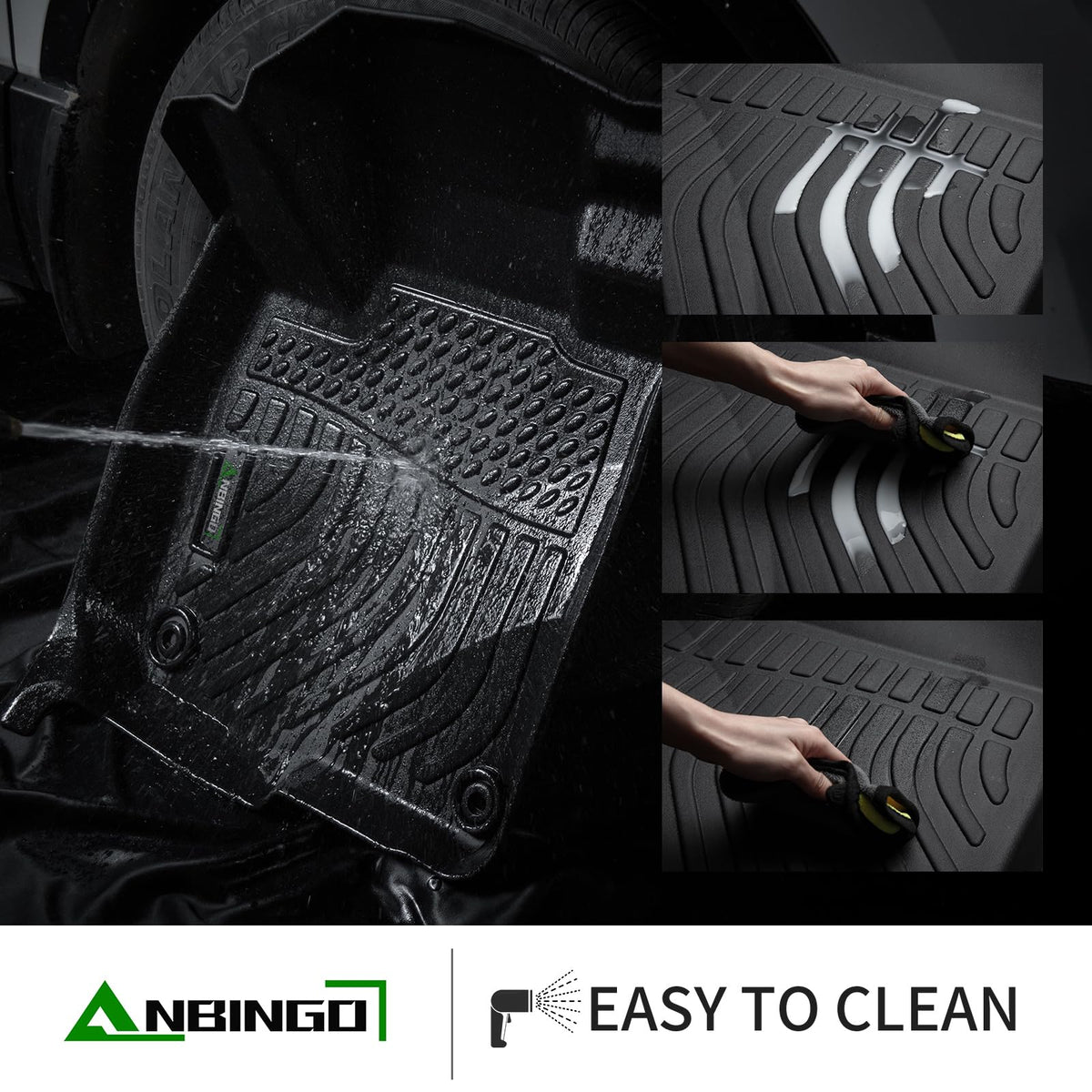 ANBINGO® Floor Mats & Backseat Cargo Liner for Kia Seltos 2024 2025 2026, TPE All Weather Mats 2024 2025 2026 Seltos S, LX, EX, X-Line, Cargo Tray in The Highest Position (Only for U.S.A. and Canada)