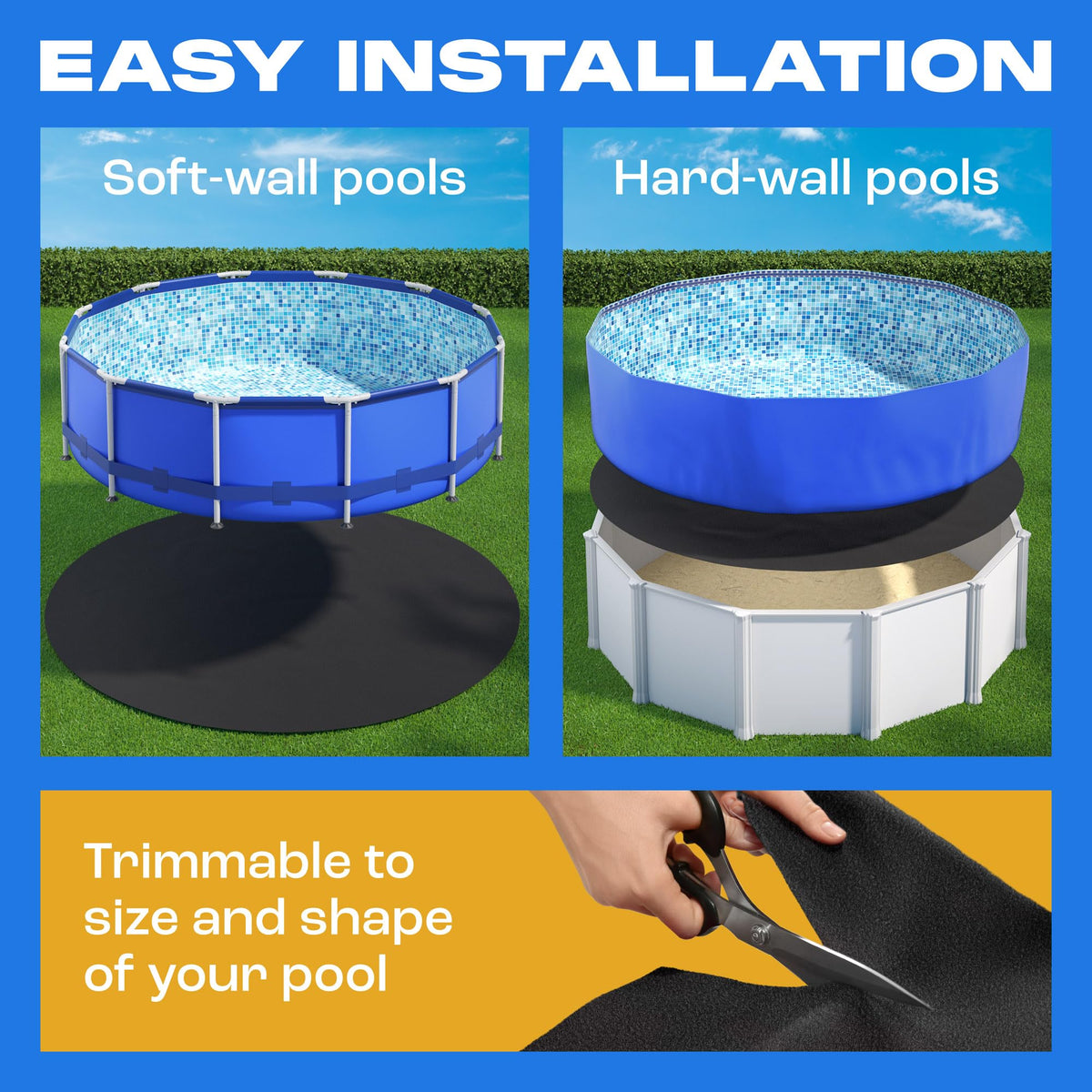 Yankee Pool Liner Pad, 28 Ft Round Puncture Proof Pool Mat, Above Ground Pool Liner Protector Against Tearing, Grass, Under Pool Pad to Prolong Swimming Pool Liner Life