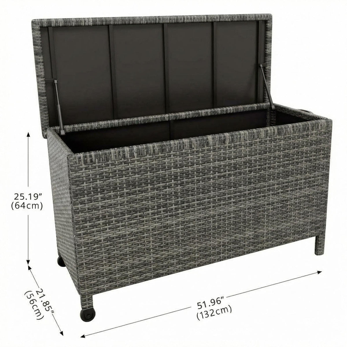 IDEALHOUSE 125 Gallon Outdoor Storage Deck Box with Wheels, Waterproof PE Rattan Garden Storage Chest for Patio, Balcony, Poolside, and Backyard, Portable Storage Container with Handles, Gary