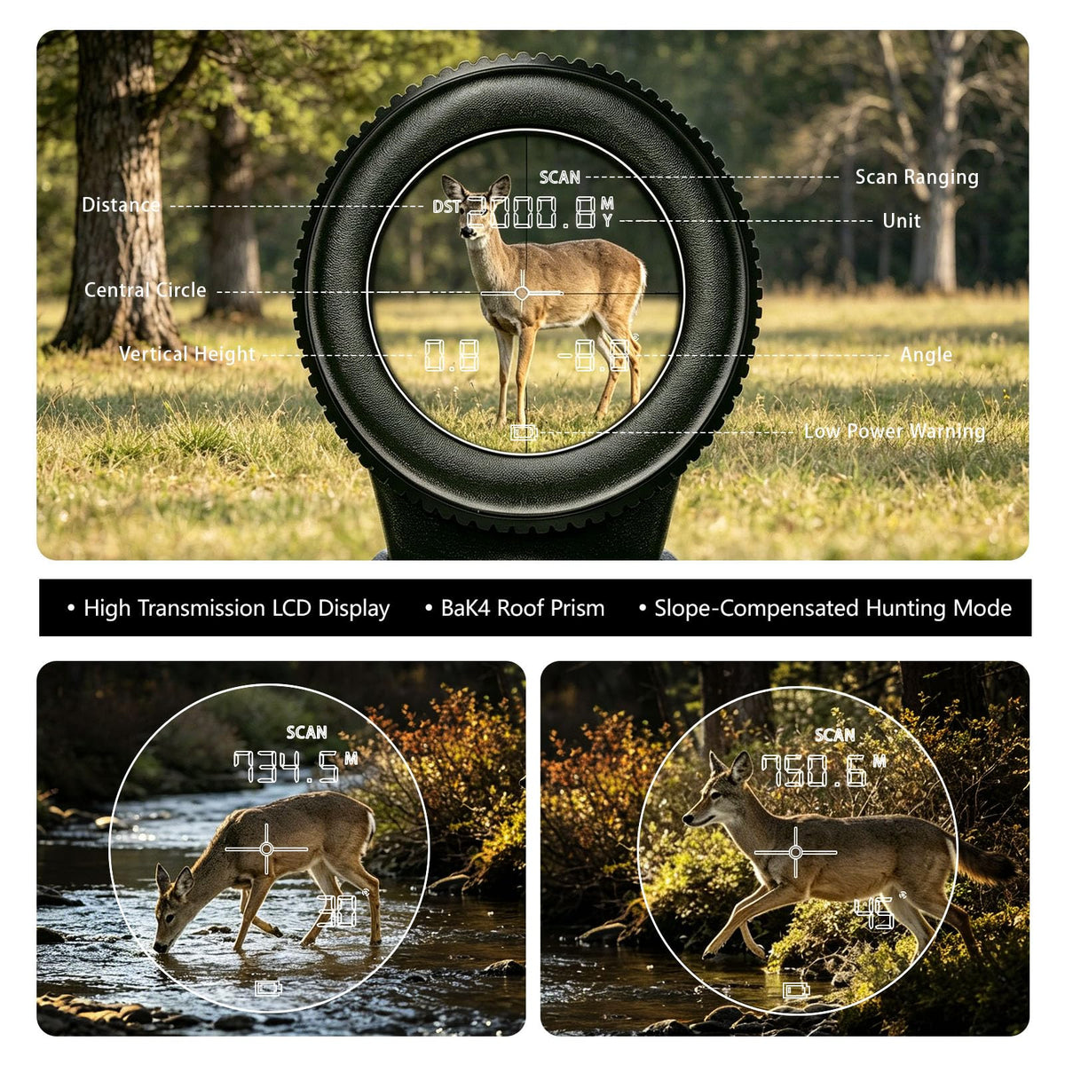 DINGSHIWEI Rangefinder Binoculars for Hunting, 1968 Yards Laser Rangefinder, 10x42 HD Optics, Fast 0.15s IP65 Waterproof ±0.5m for Golf, Bird Watching, Outdoor, Black