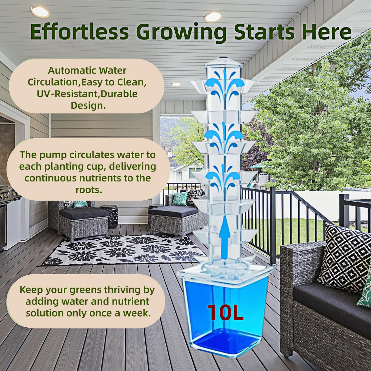 LnzyGarden Hydroponic Growing System Kit - Hydroponic Tower Indoor Smart Vertical Garden,Hydroponic Vegetable System,35 Pods, Automatic Timer, Gardening Gift