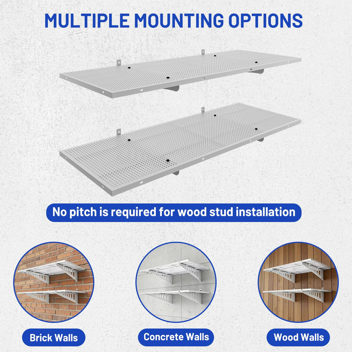 ZONEGRACE 4-Pack 2x3ft Wall Mounted Garage Shelves, 1000 Lbs Deep Garage Wall Shelving Heavy Duty, Large Floating Shelves For Wall With Storage, Complete Install Kit & Hooks, White