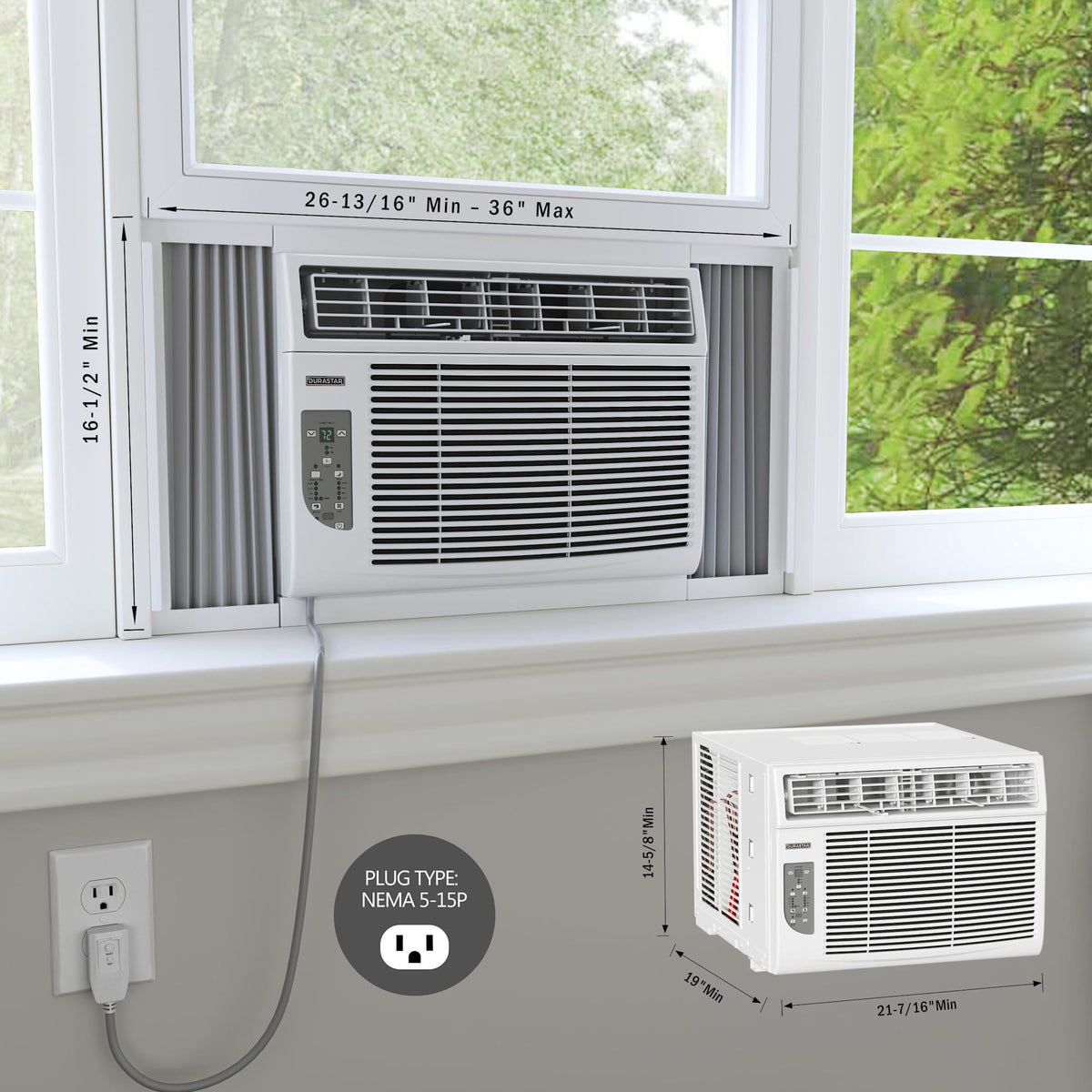 Durastar DRWHC081XNA1 8,000 BTU 115V Window Air Conditioner with 3500 BTU Supplemental Heating and Remote Control - White