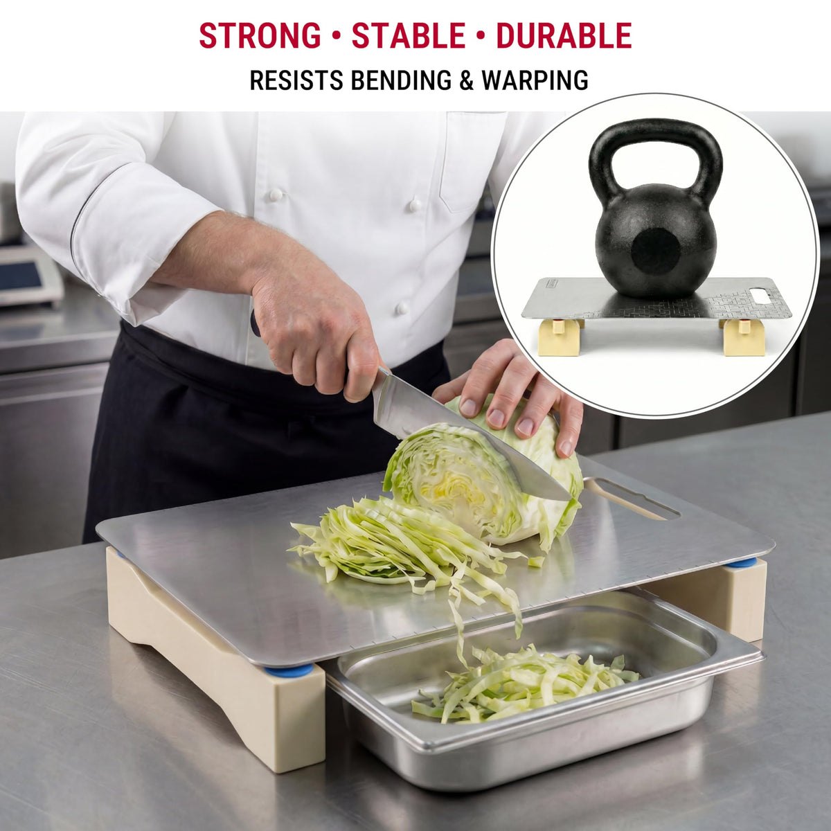 YOSUKATA 13.5" Carbon Steel Wok Pan + 17’’ Wok Spatula and Ladle + Stainless Steel Cutting Board 14.6x10 Inch