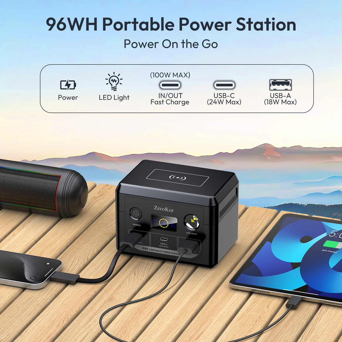 Portable Power Station 300W with Solar Panel 60W Foldable, 110V AC Outlet Camping Solar Power Bank Generator with Panels, 100W USB C Power Bank Fast Charging for Laptop Smart Devices RV Van Outdoor