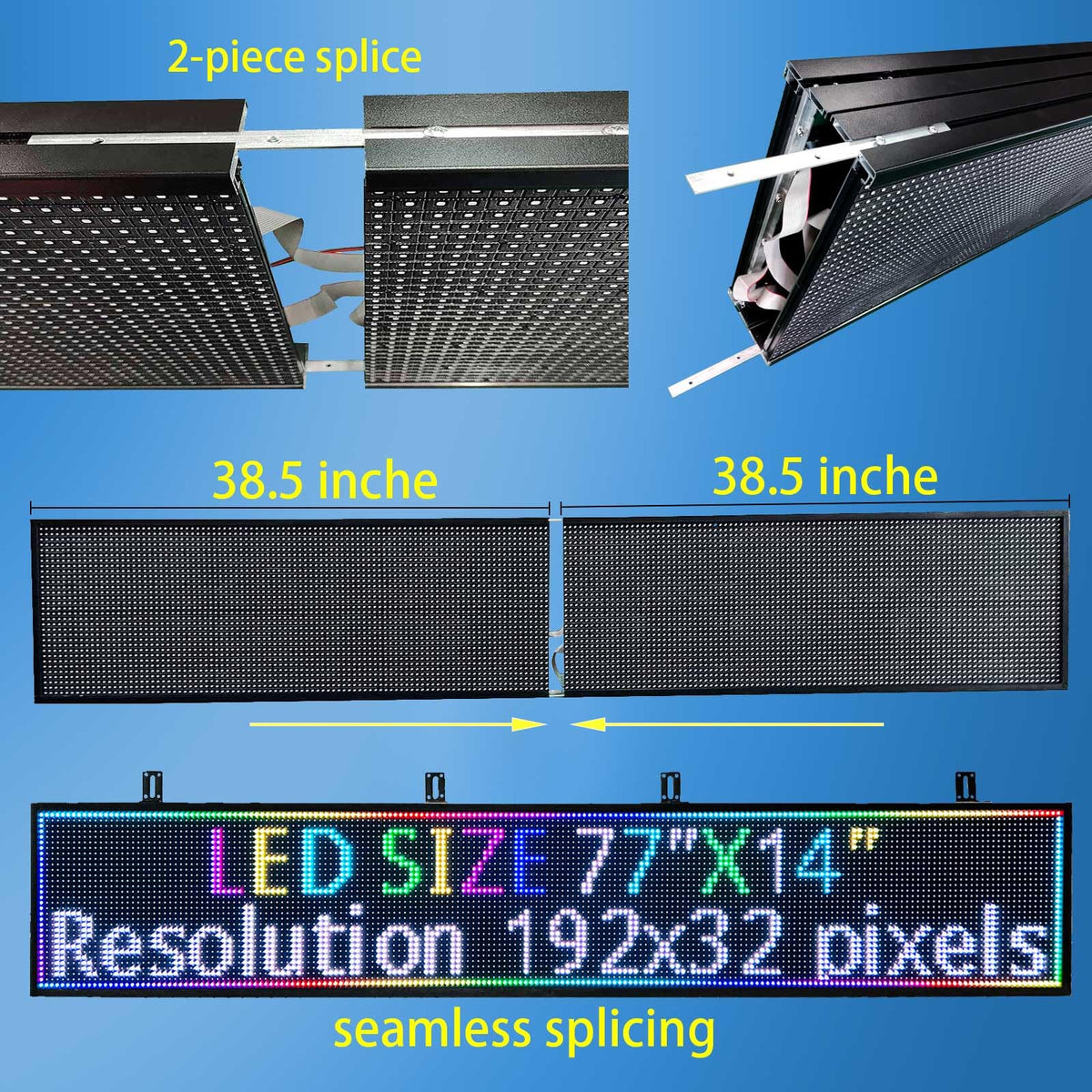 JINBLIZZARD P10 77"X14"Programmable Led Sign Custom Scrolling Outdoor Digital Display Signs For Business Electronic Message Board Creen Panel Wifi Control Advertising Signage