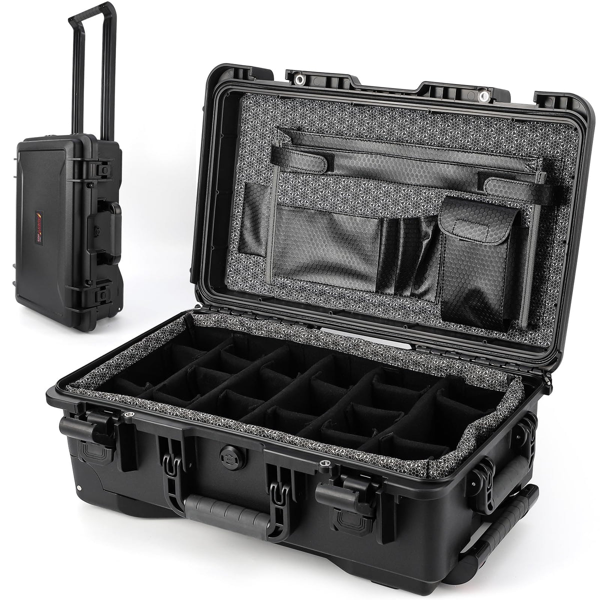 GarveeTech Protective Case,Heavy Duty Protective Dry Box Case with Padded Dividers and Wheels,Waterproof Travel Camera Case Dustproof and Impact Resistant,22” x 14” x 9”,for Travel, Hunt