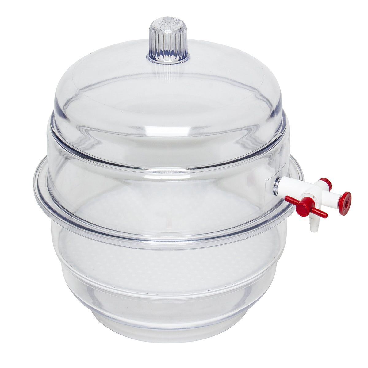 SP Bel-Art "Space Saver" Polycarbonate Vacuum Desiccator with Clear Polycarbonate Bottom; 0.31 cu. ft. (F42027-0000) Made in USA