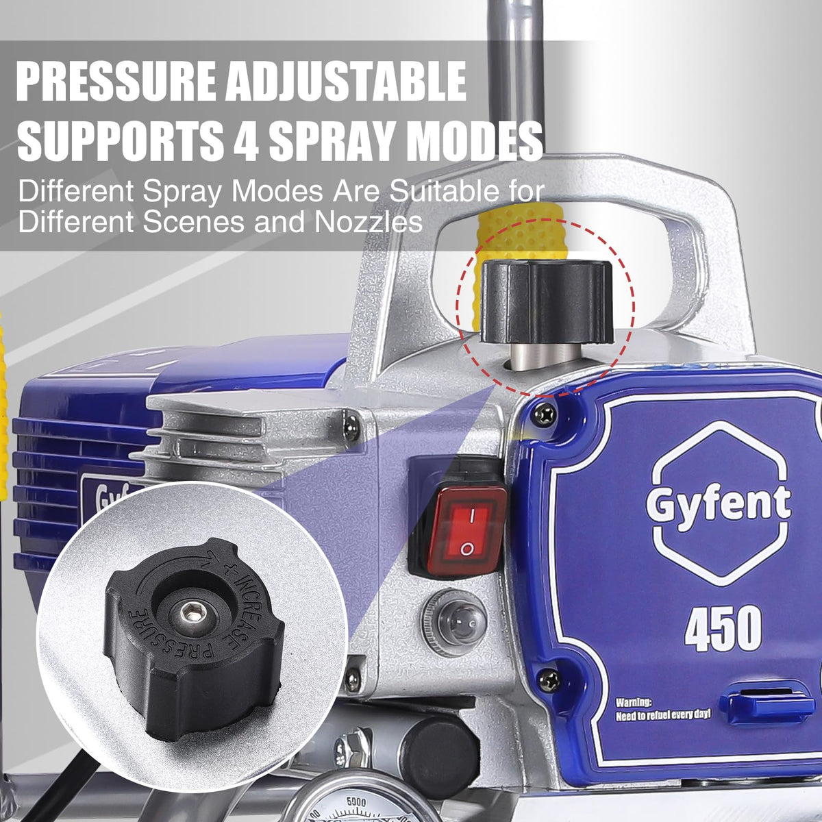 450 Airless Paint Sprayer with 10Pcs Nozzle, 0.47GPM Paint Sprayer for Home Interior 3300psi 900W High Efficiency Airless Sprayer with Low Overspray for House Painting Townhouse