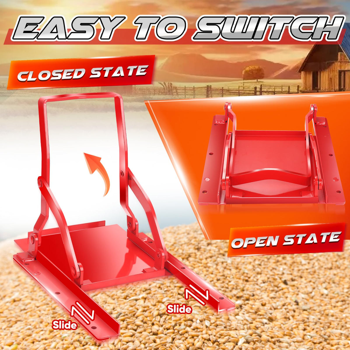 Selvora Sliding Grain Gate, 9 inch x 9 inch Red Manual Grain Bed Truck Slide Gate for Grain Kit Compatible with Sliding Gates Pickup Truck Bed Slide Hardware for Sliding Gates