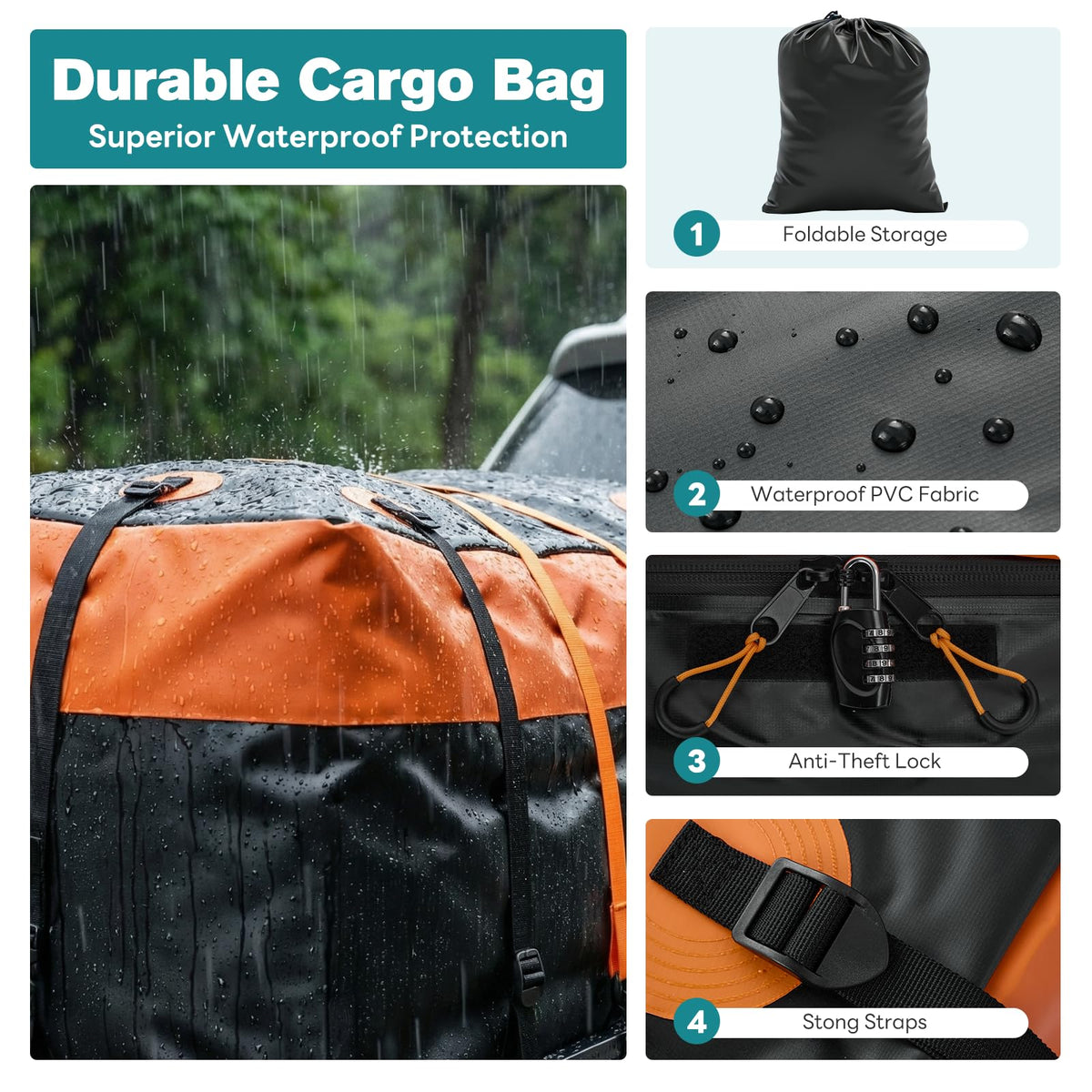 OLIXIS Folding Hitch Mount Cargo Carrier Basket 60x21x6 with Waterproof Luggage Bag 16 Cubic Feet, 500 Lbs Capacity Cargo Basket, with Hitch Stabilizer, Straps, Net