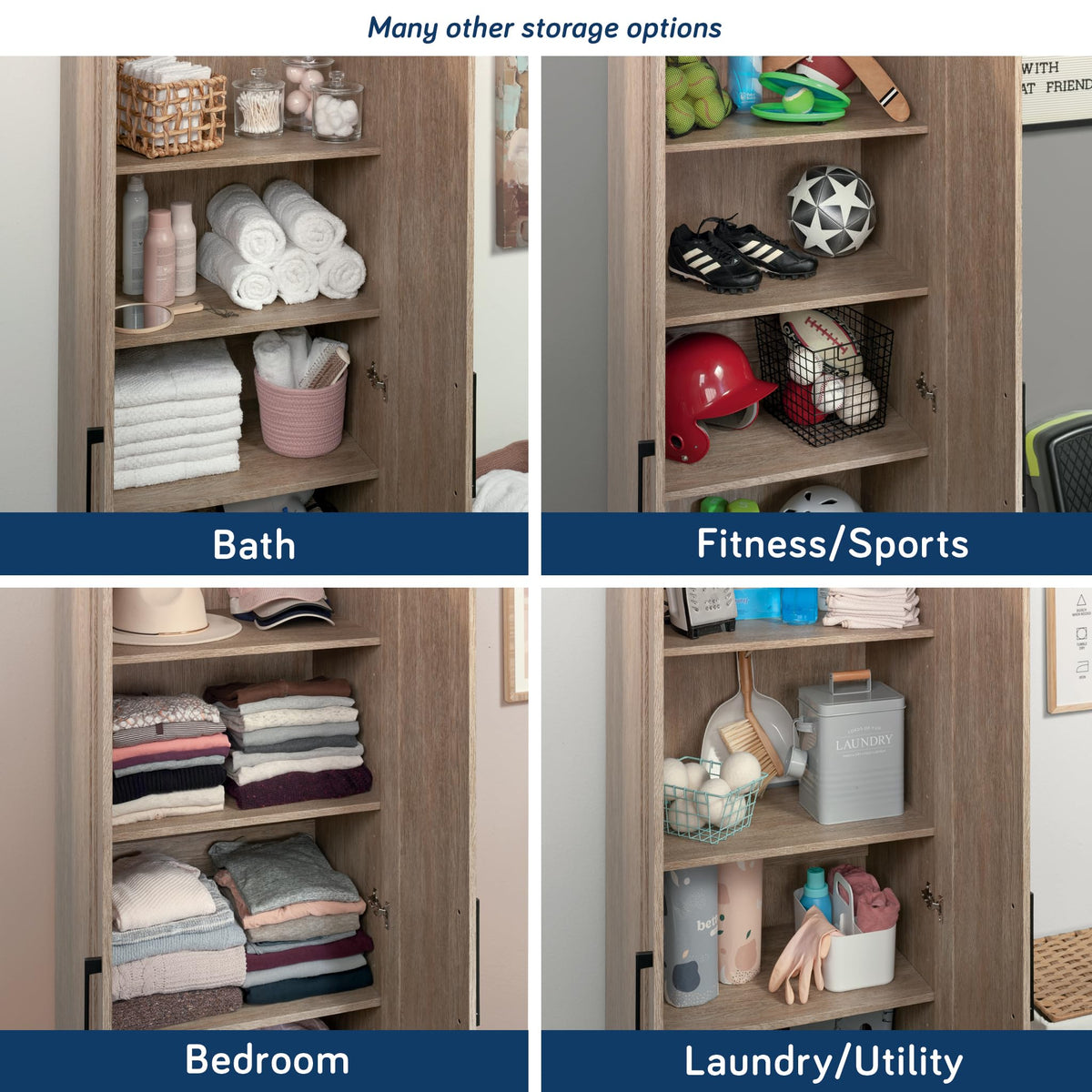 HomePlus Kitchen Pantry Storage Cabinet with Adjustable Shelves, Craft Storage Cabinet, Brushed Oak Finish