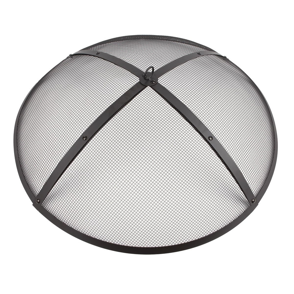 32Inch Heavy Duty Steel Fire Pit Spark Screen Cover,Outdoor Round Patio Mesh FirePit Screens Guard,Domed Fire Pit Ember Lid with Handle