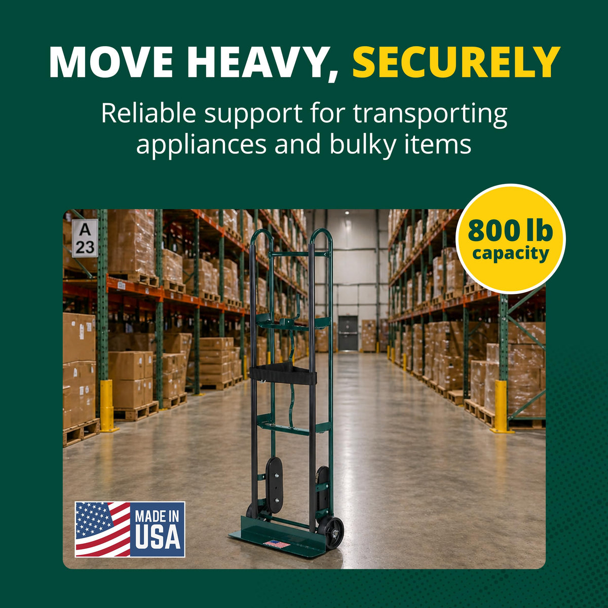 Harper Trucks 6781 Appliance Hand Truck, Dark Green