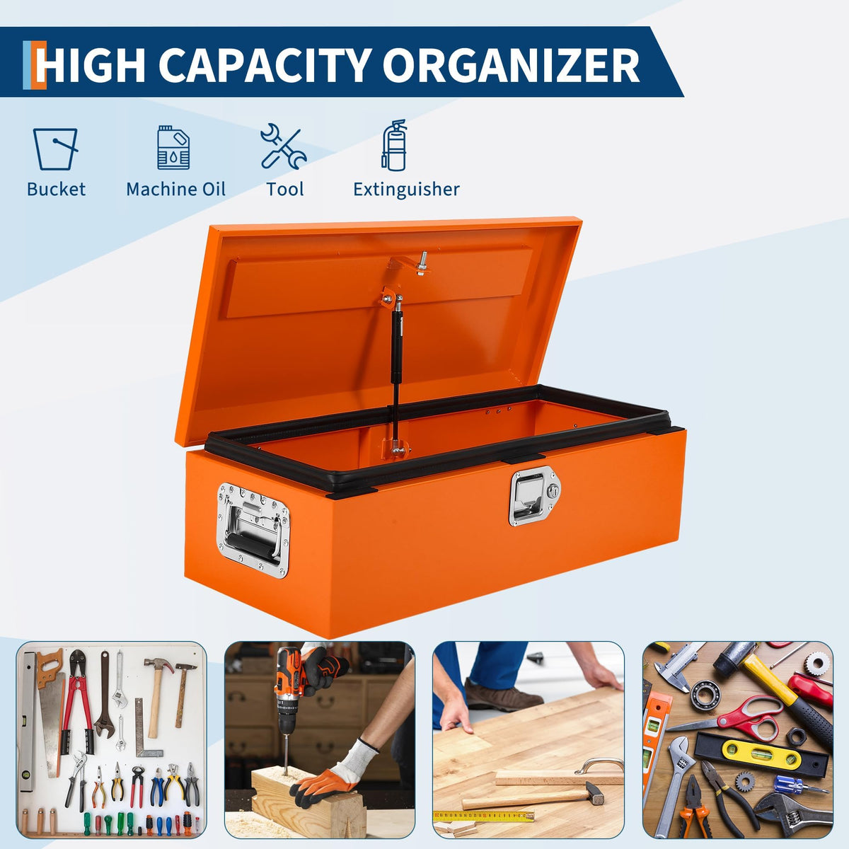 OUTLANE 20x12 Inch Truck Bed Tool Box, Heavy Duty Steel Lockable Storage Chest with Keys & Side Handle, Weatherproof Organizer Box for Pickup Trucks, RV, Trailer