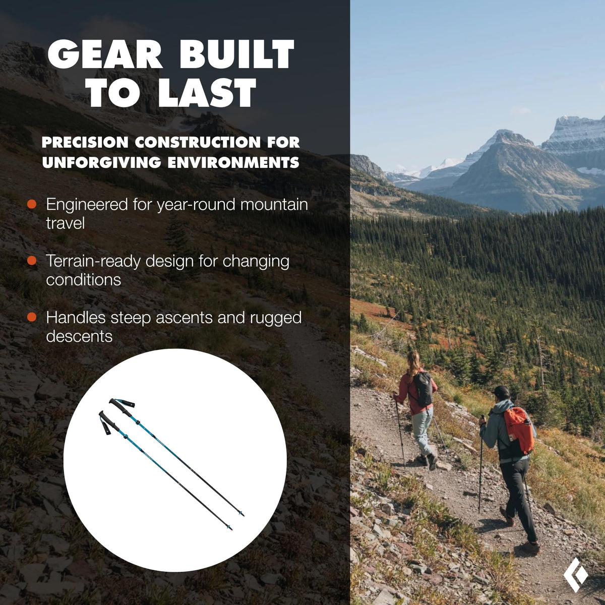 BLACK DIAMOND Distance Carbon FLZ Trekking Poles (Pair) | Ultralight Carbon Fiber | Z-Pole Folding Design | Hiking & Trail Running | Desert Sky | 110 cm